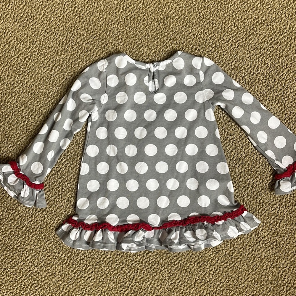 Rare Editions size 5 top. Gray with white polka dots. Candy canes on the front - Picture 7 of 8